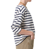 Boat Neck Slim Marine Stripe Long Sleeve T-Shirt