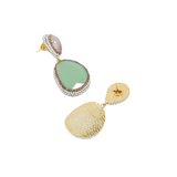 Pink Rose Quartz & Green Catseye Earrings