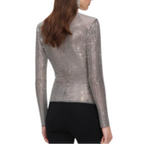 Grey Rhinestone Mesh Wrap Top