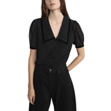 The Velvet Trim Sailor Blouse Black