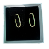 Slim Pave Rectangle Huggie Gold