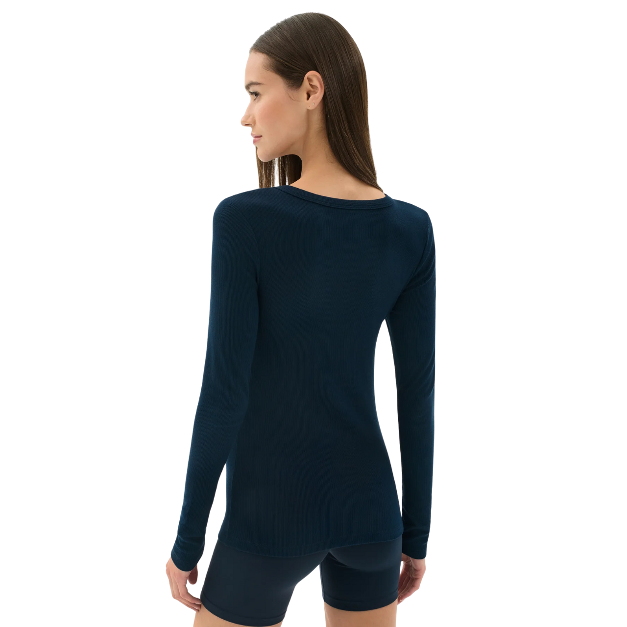 Louise Rib Henley LS Top Indigo