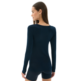 Louise Rib Henley LS Top Indigo