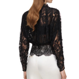 Black Lace High Neck Blouse