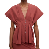 Cinched Cotton Top Red