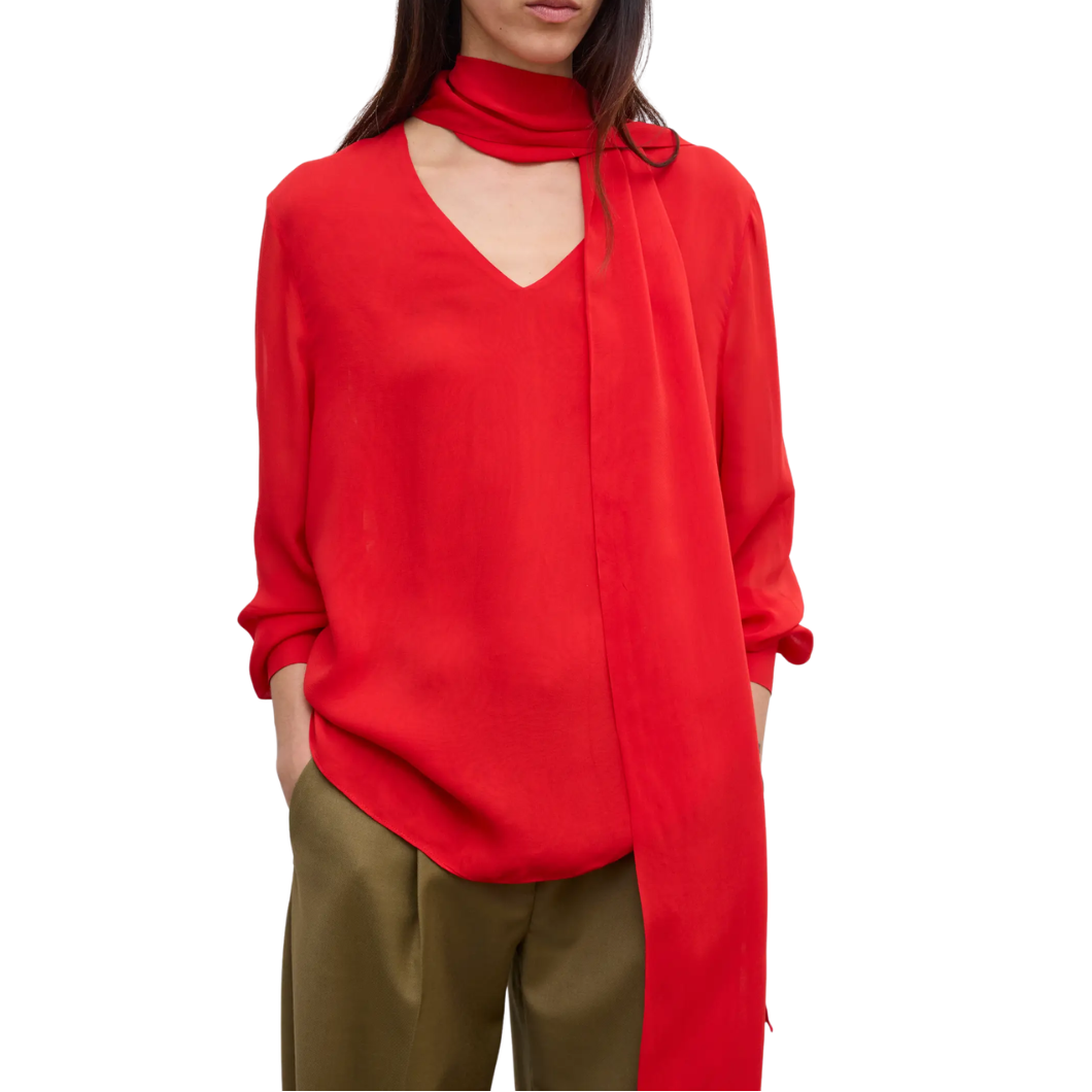 Chiffon Scarf Blouse Red