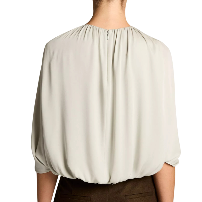 Gathered Cape Bubble Blouse Cloud
