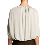 Gathered Cape Bubble Blouse Cloud