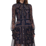 Navy Georgette Midi Dress