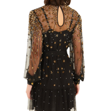 Embroidered Tulle Black Mini Dress