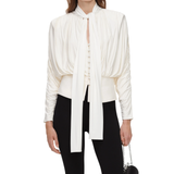 Cream Tie Neck Jersey Top