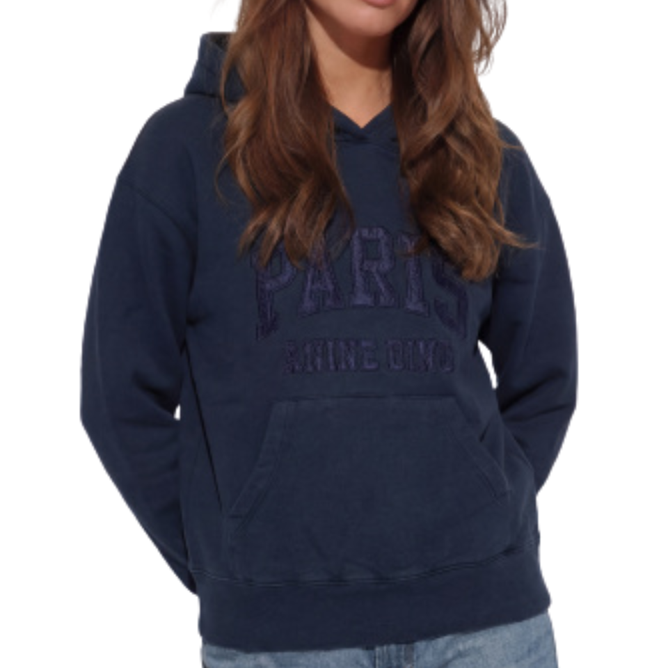 Debbie Shrunken Hoodie Paris Navy