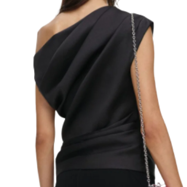 Black Taffeta Draped Top