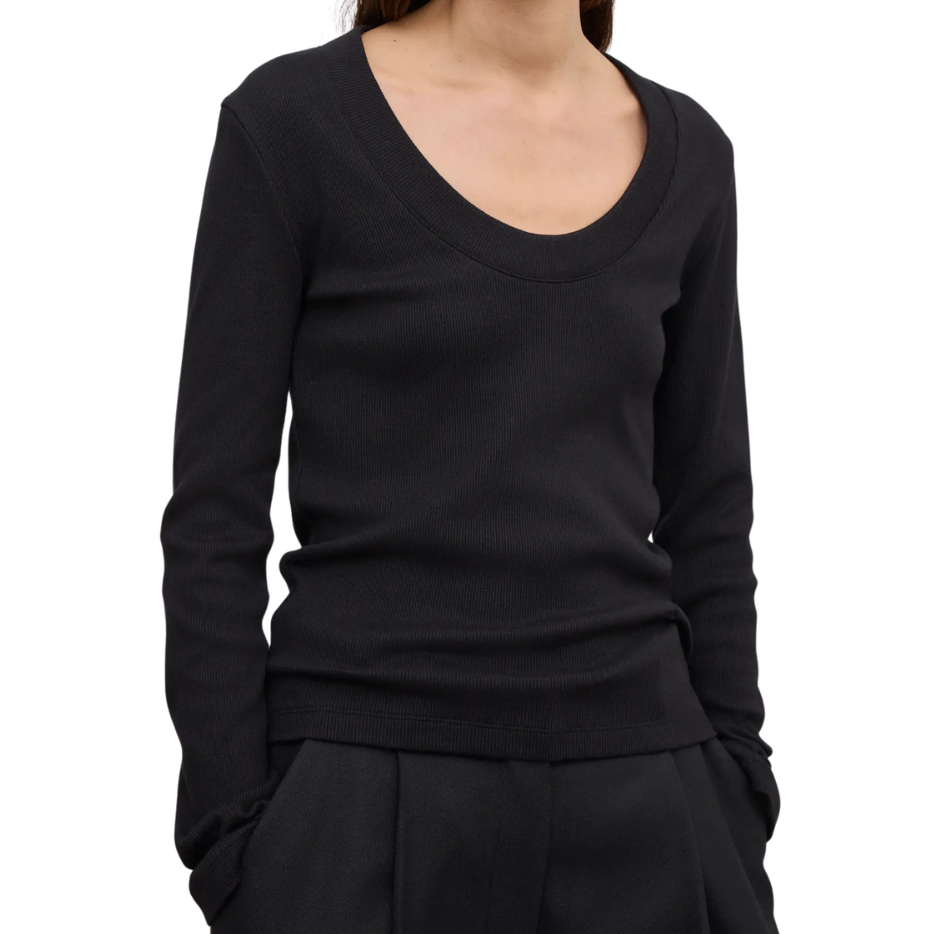 Scoop Jersey Top Black