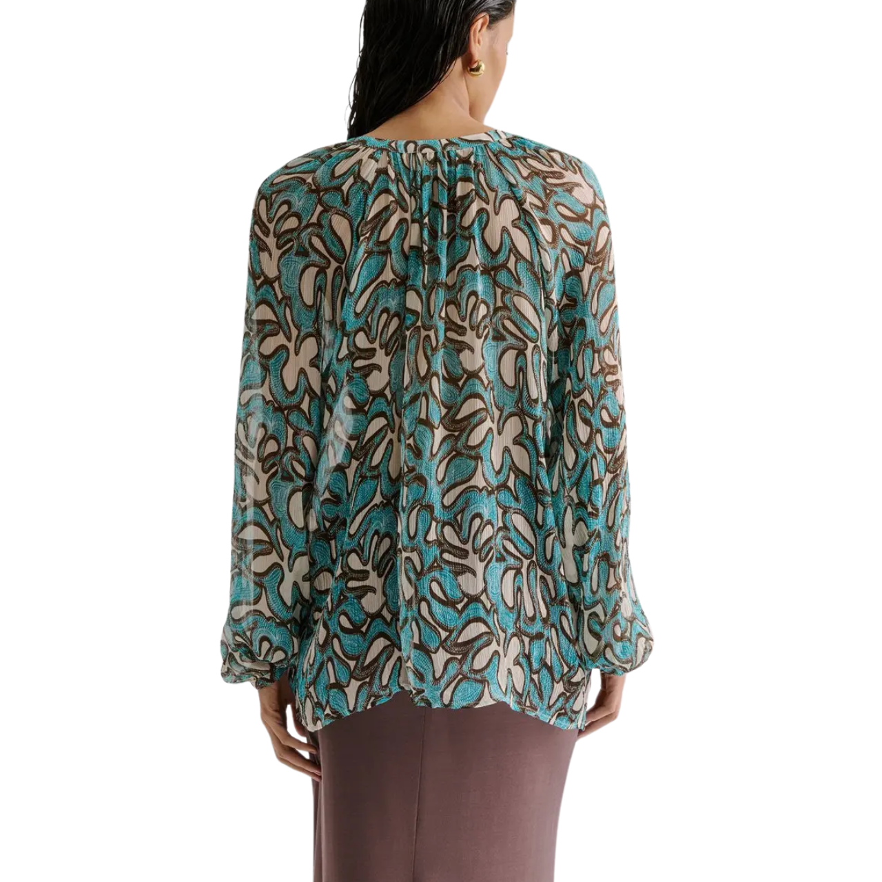 Mareva Chiffon Blouse Ocean Corals