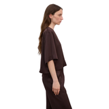 Woven Fluid T Shirt Brown