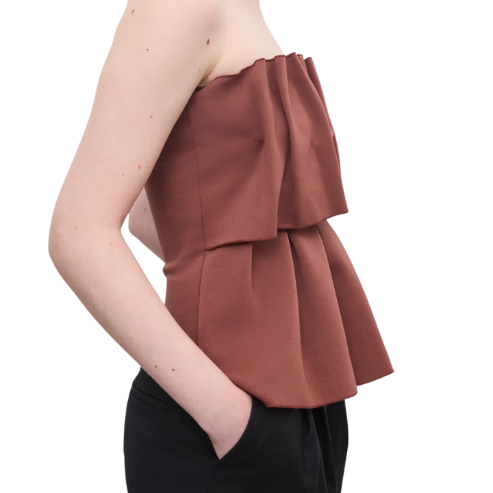 Sculpted Tube Top Mahogny Red