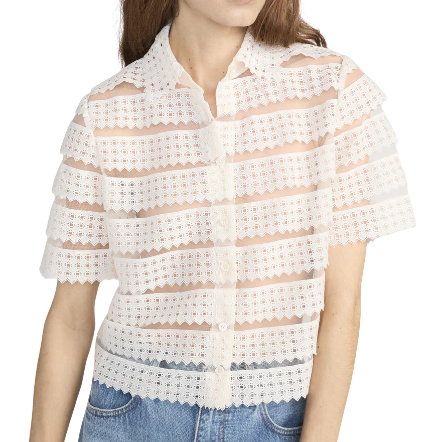 The Lattice Crochet Blouse Cream