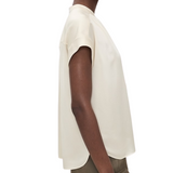 Gathered Nk Cap Blouse Creme