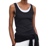 Fitted Rib Tank Top Black
