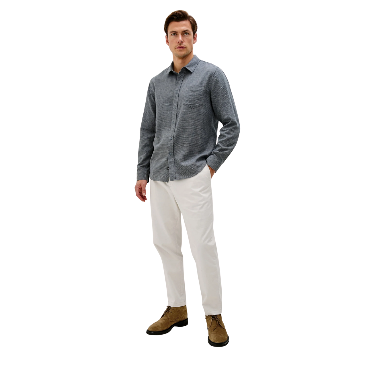 Wyatt Shirt Charcoal Navy Houndstooth