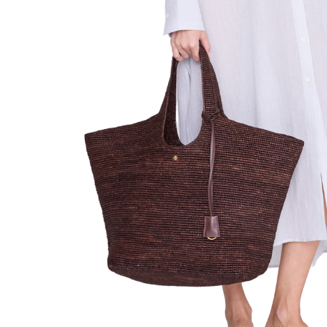 Lili Tote Raphia Dark Brown