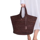 Lili Tote Raphia Dark Brown