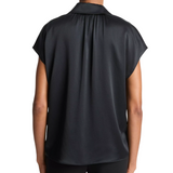 Cap Slv Ruched Blouse Black