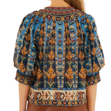 Embroidered Tapestry Blue Blouse
