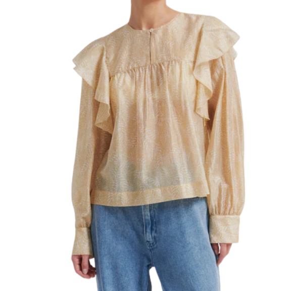 Hide Ruffle Blouse Tan
