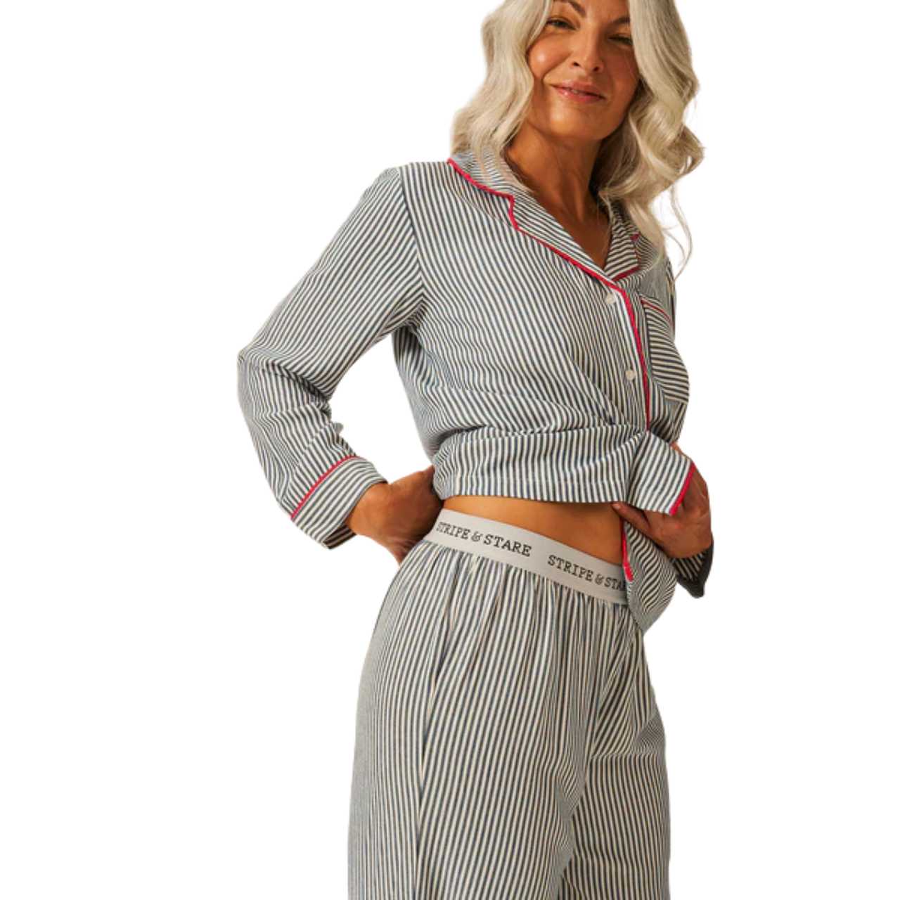 Ecovero Long Pyjama Bottom - Midnight Stripe