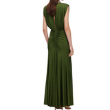 Olive Gathered Maxi Dress