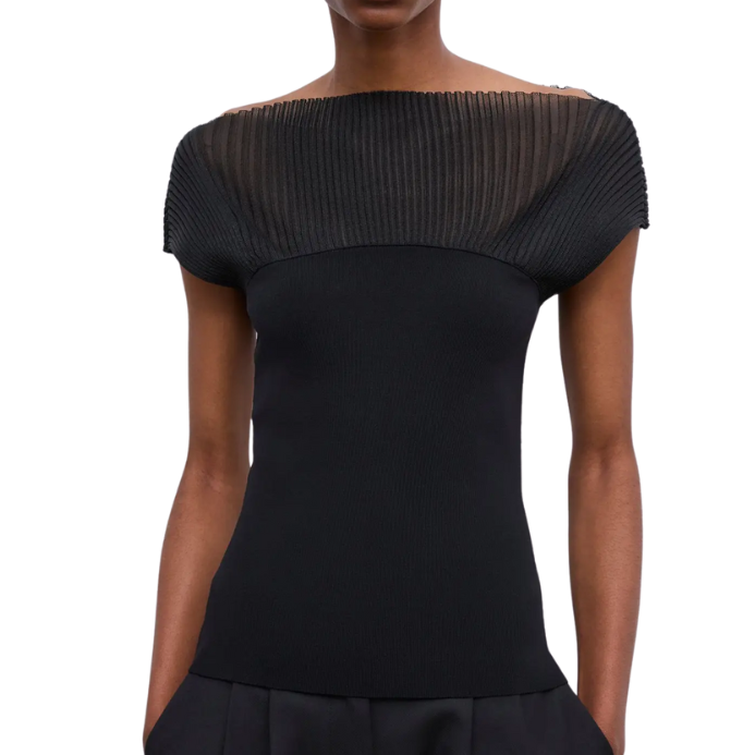 Contrast Knit Top Black