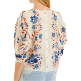Renata Floral Blouse Sand