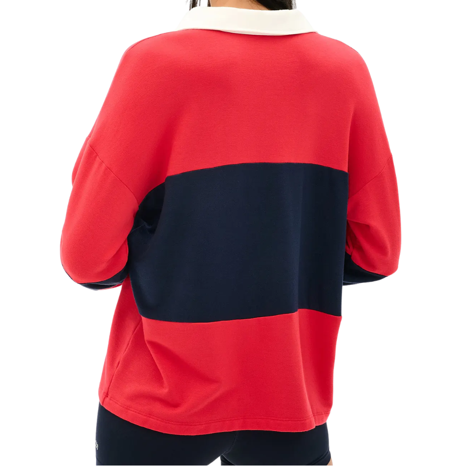 Katie Fleece Rugby Red Navy Stripe