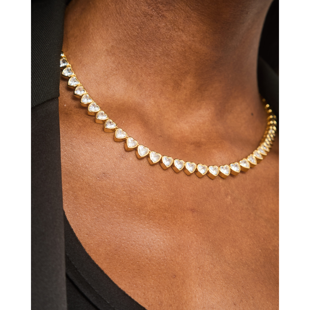 Hearts Tennis Necklace Gold