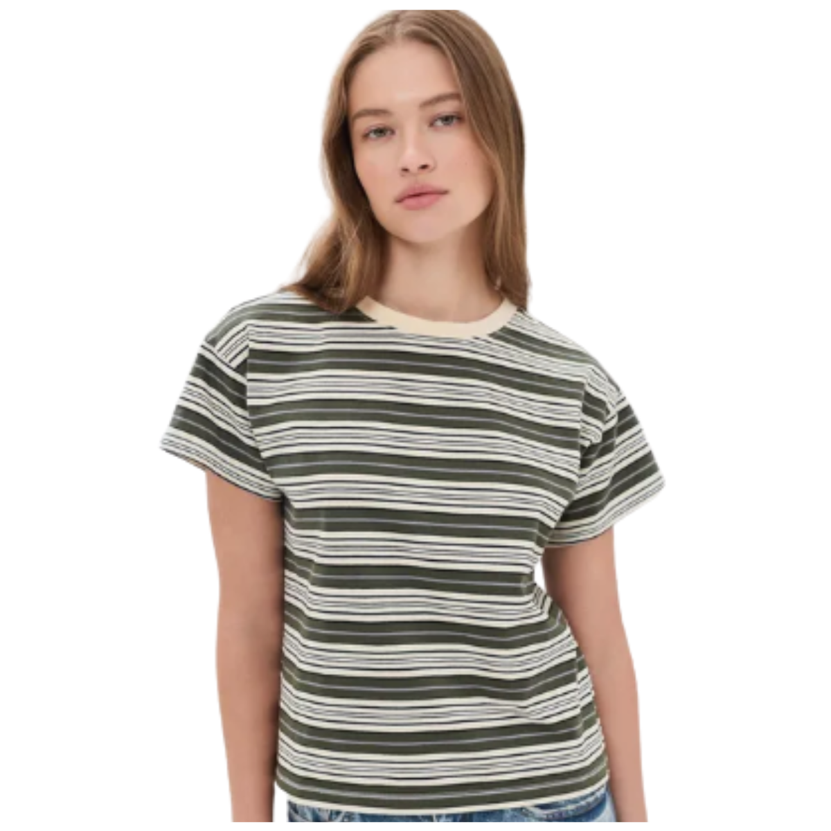 Kelly Green Stripe Boxy Tee