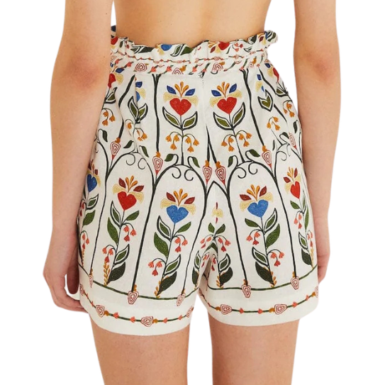 Stitched Garden Off White Shorts