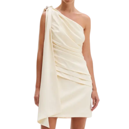 Nelly One Shoulder Mini Dress Vanilla