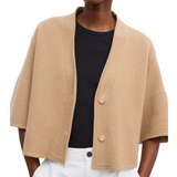 Short Wool Cardigan Camel