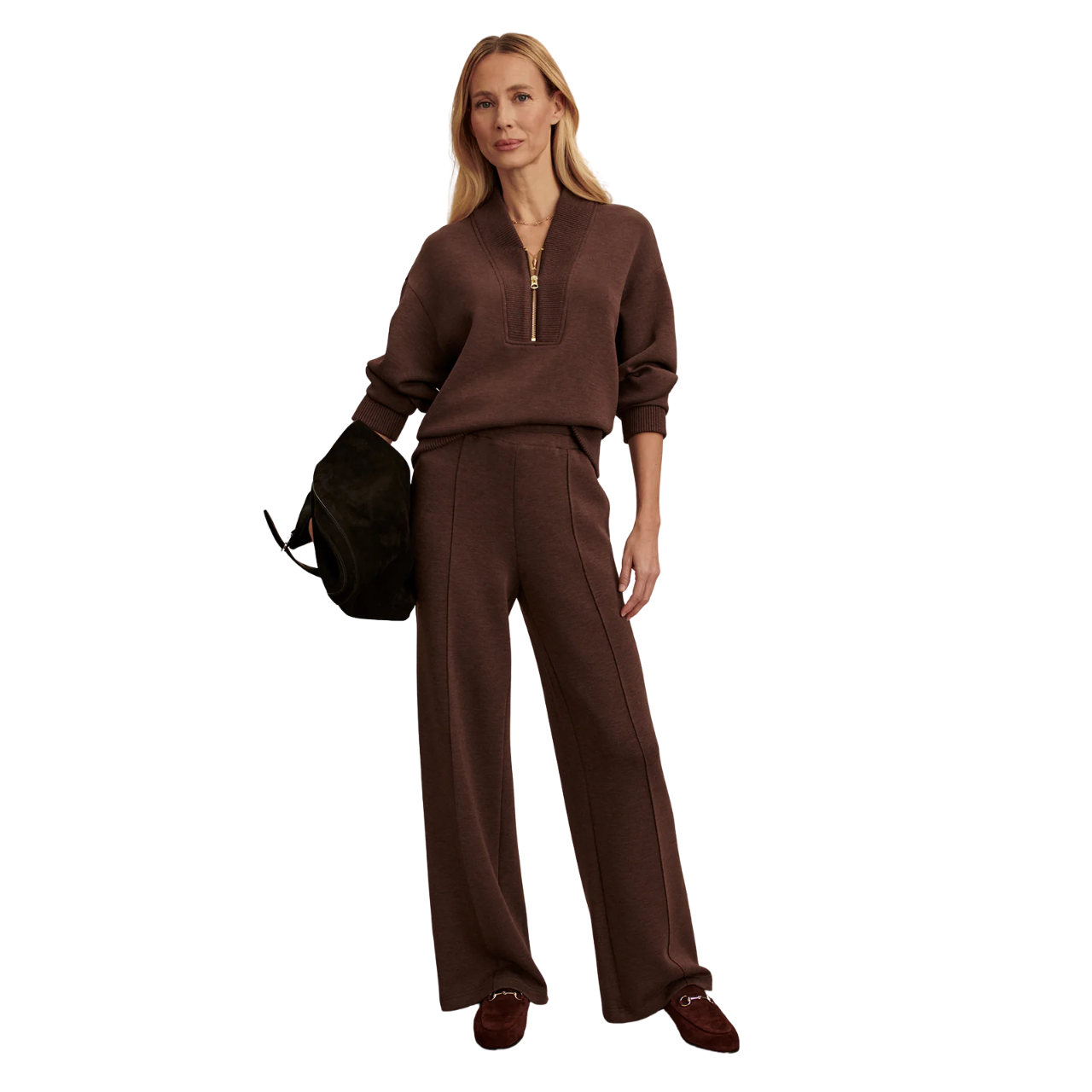 Sally Half Zip Sweat Coffee Bean