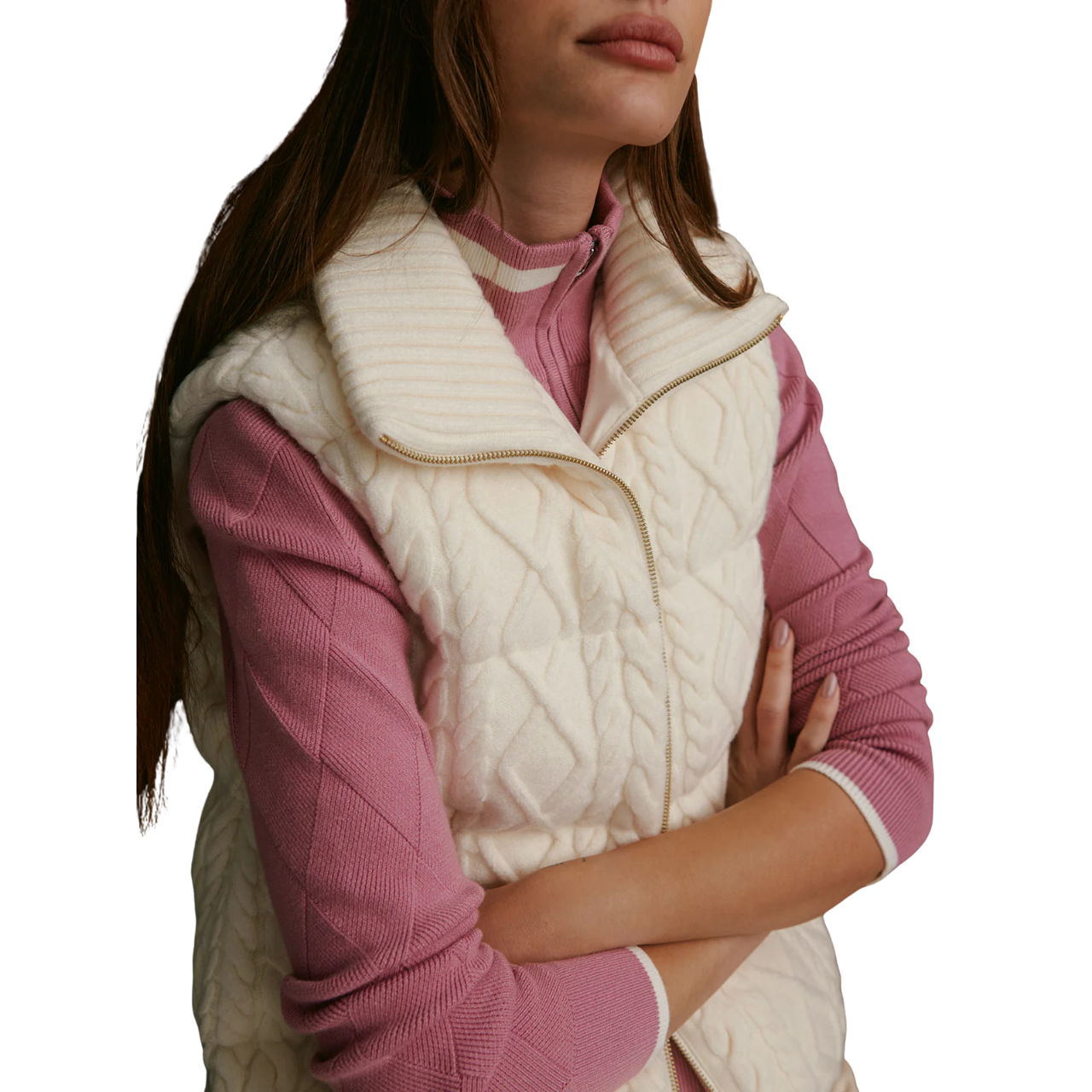 Irina Cable Knit Gilet Egret