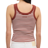 Ribbed Tank Top White/ Red