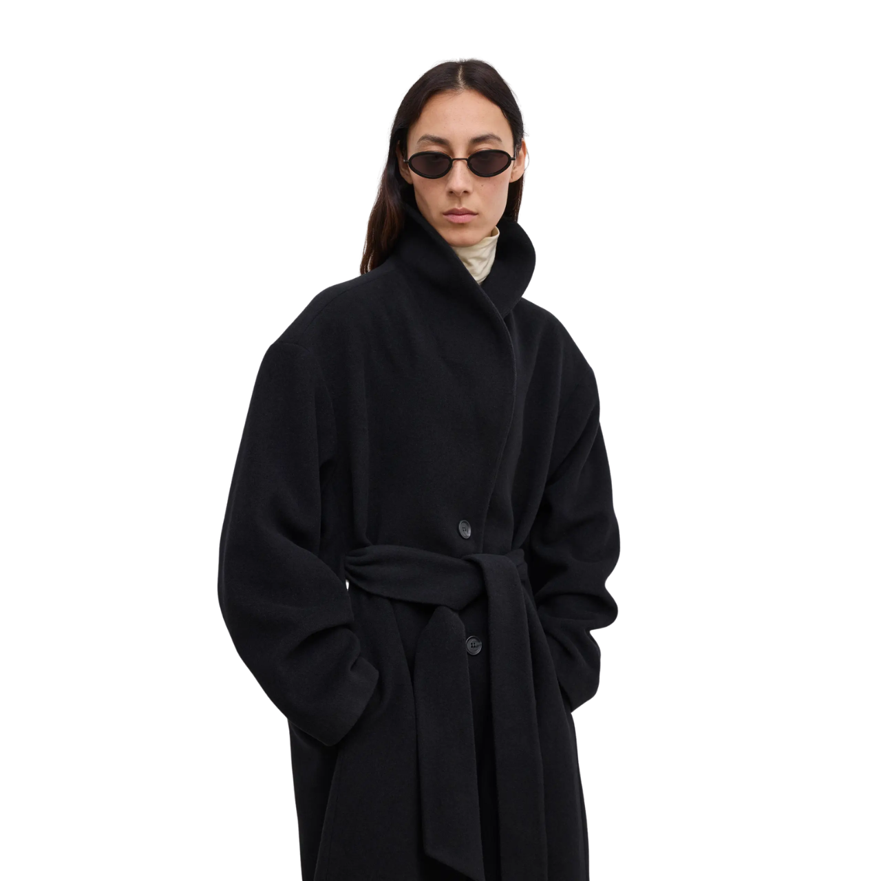 Black Single-Breasted Wool Coat