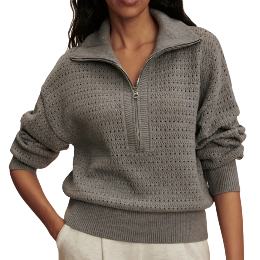 Darla Half Zip Knit - Silver Melange