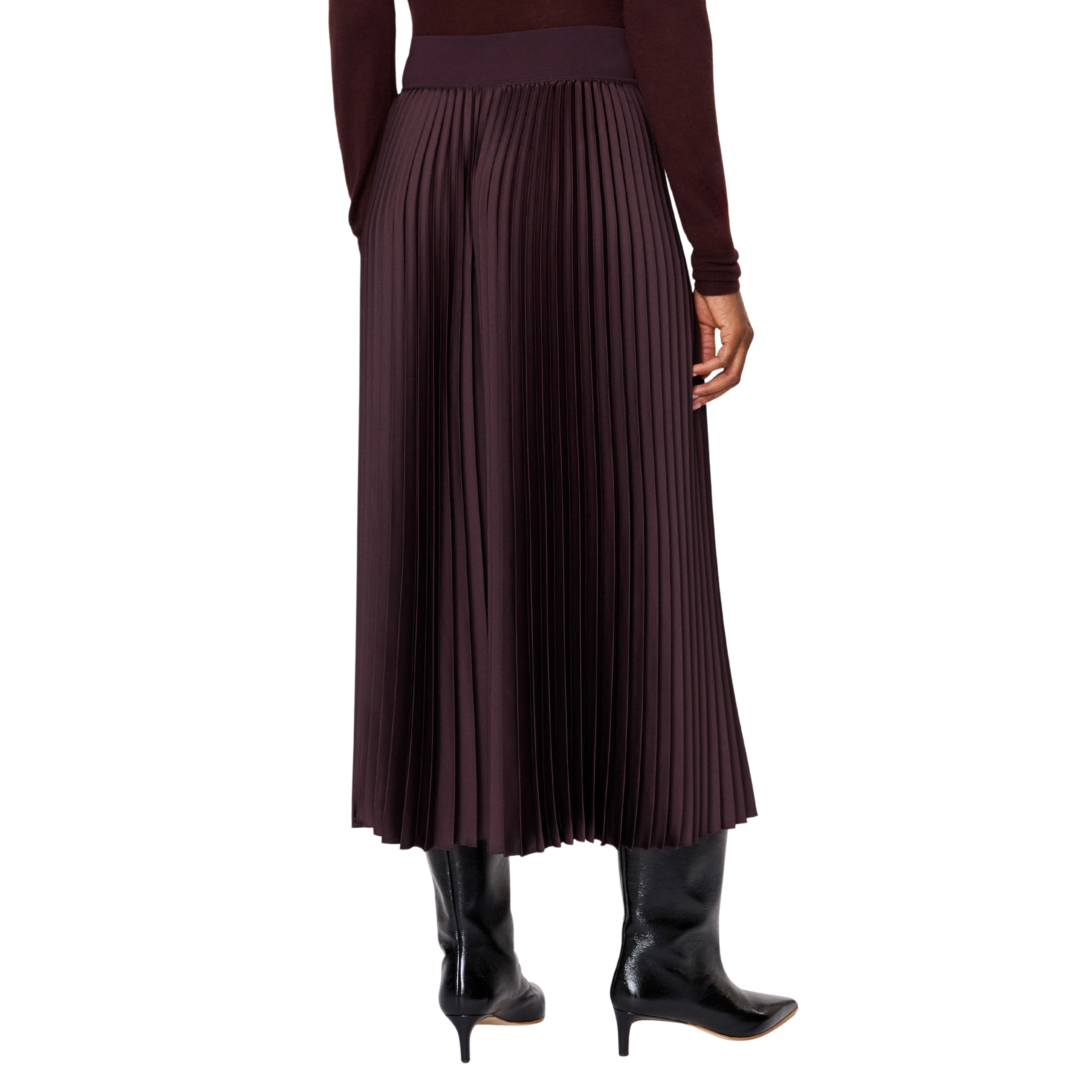 Ella Mahogany Knit Weave Plissé Culottes