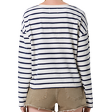 Boat Neck Slim Marine Stripe Long Sleeve T-Shirt