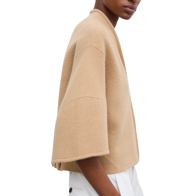 Short Wool Cardigan Camel
