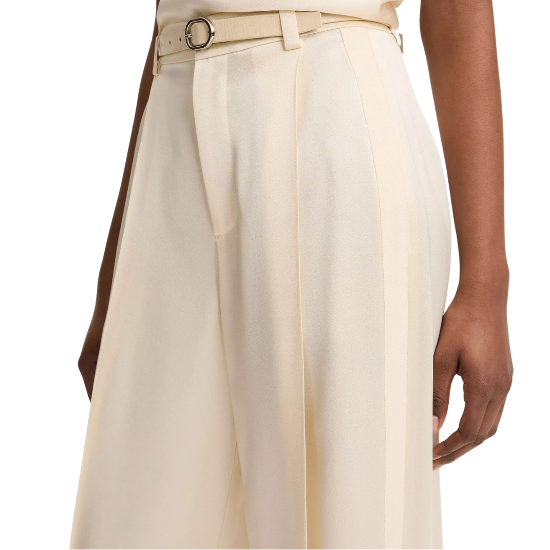 High Waist Satin Trouser Flax