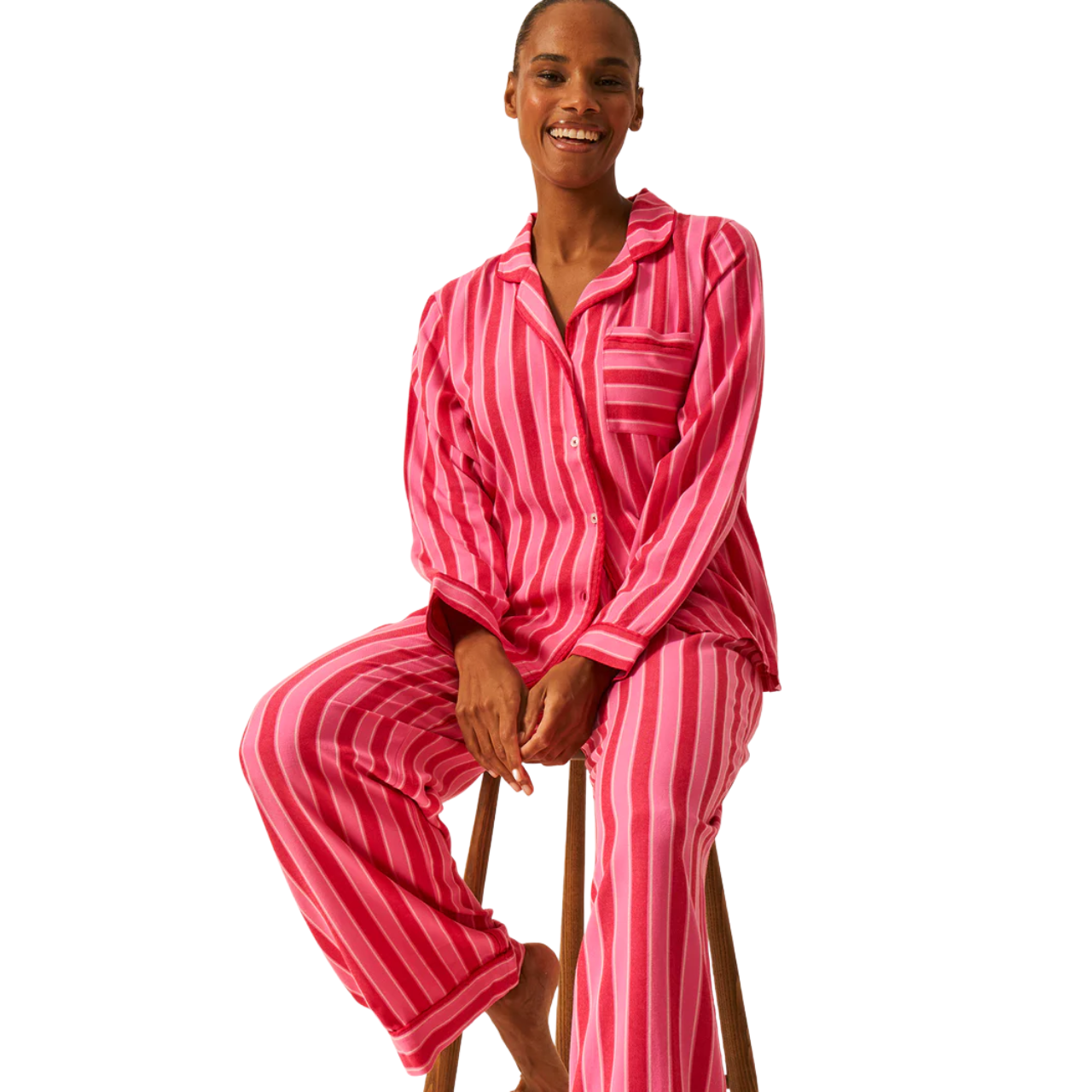 Ecovero Pyjama Top -Candy Pop Stripe